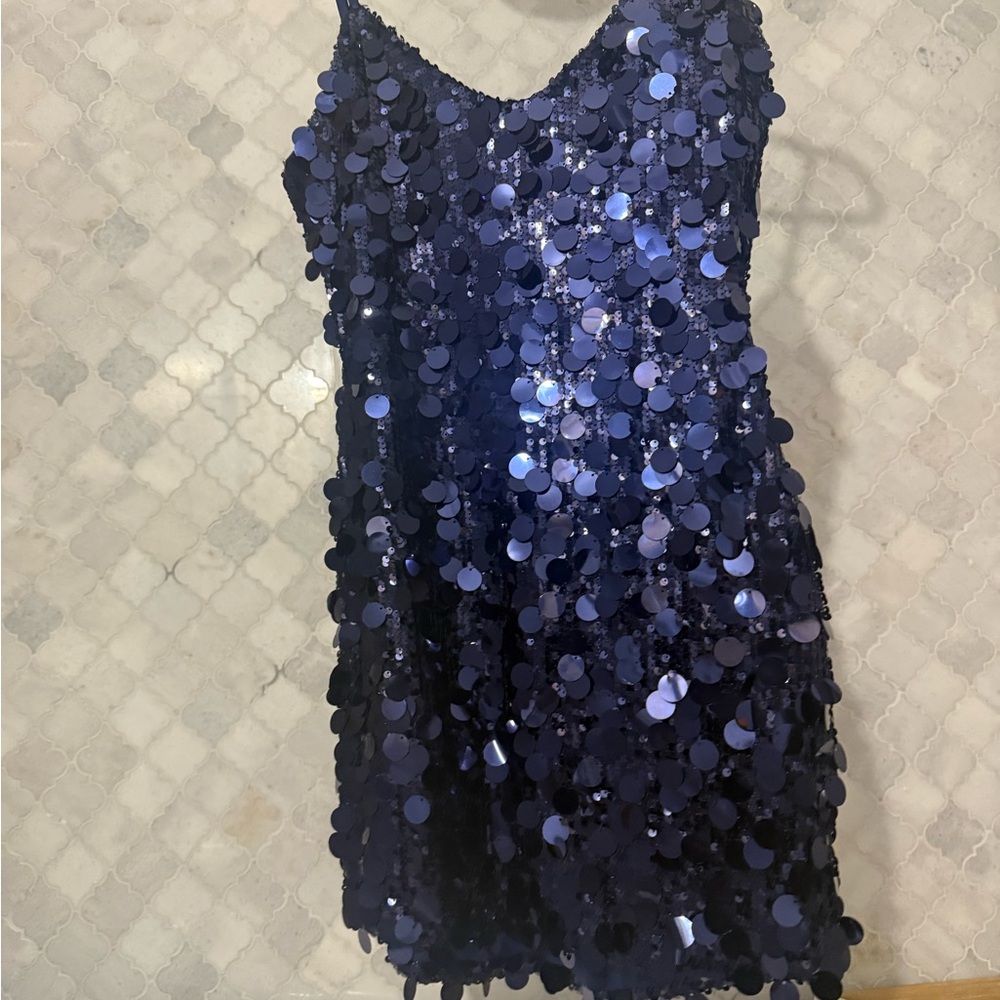 Blue Sequin Mini Dress S/M